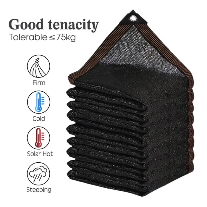 Grille d'ombrage noire avec œillets, bâche en maille, protection solaire de jardin, anti-UV, HDPE 50