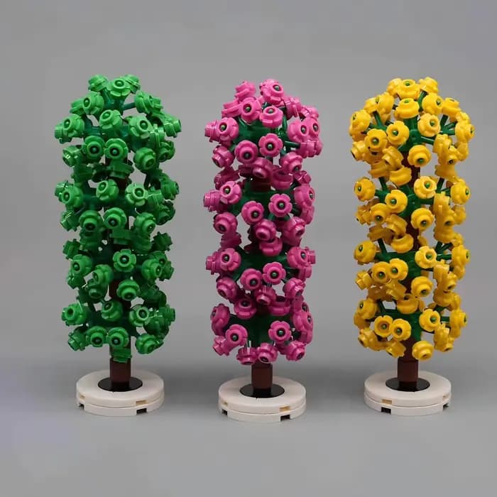 MOC – plantes vertes urbaines, hortensia et arbre arc-en-ciel, décoration de jardin de mariage, blocs de construction DIY pour enfants, jouets cadeau