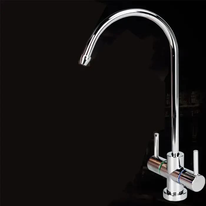 Ensemble de robinets à Double sortie en acier inoxydable, purificateur d'eau, robinet de cuisine RO, robinet à Double entrée et sortie, tuyau de connexion de 1/4 pouces