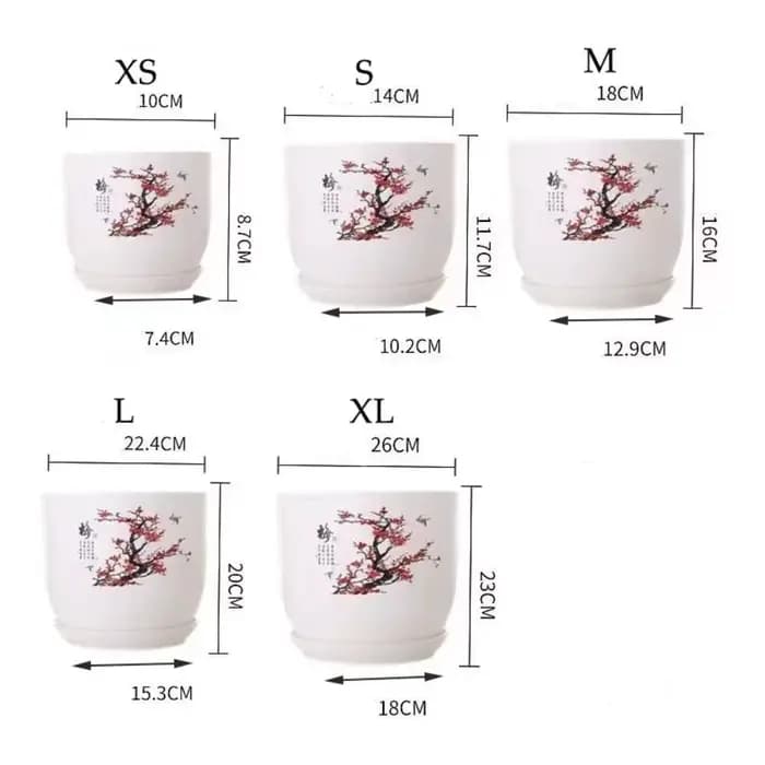 Pot de fleurs en plastique extra large blanc avec plateau