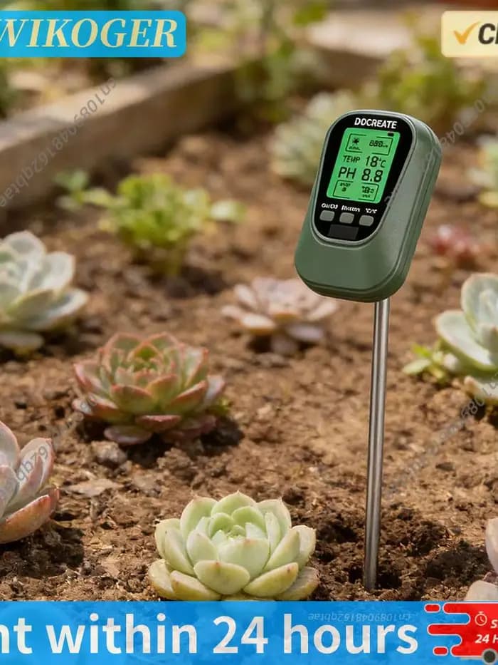 Testeur d'humidité du sol 4-en-1 avec écran LCD rétroéclairé