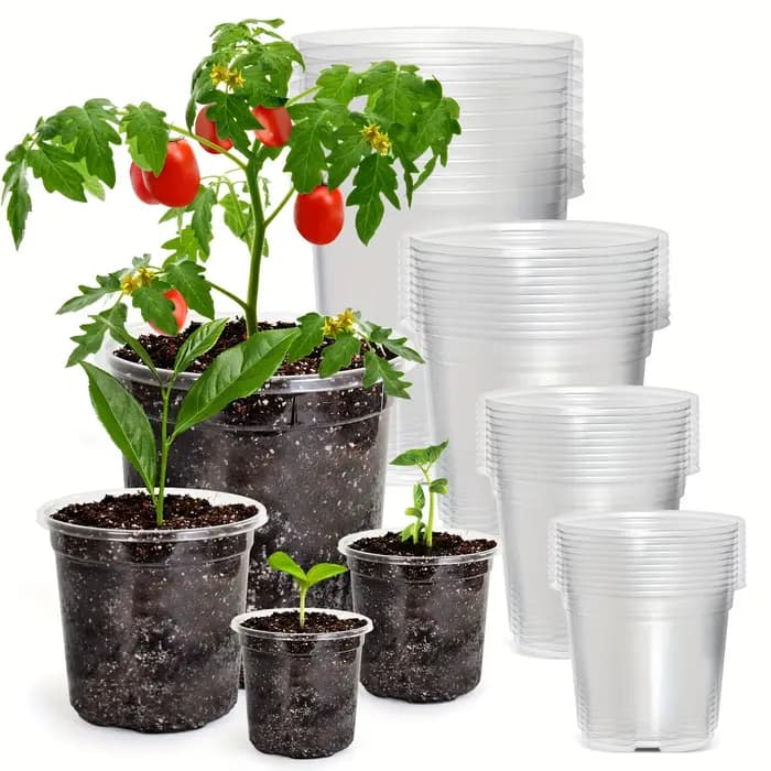 10 Pièces 4 Tailles 3/4/5/6 Pouces Pot de Fleurs en Plastique Transparent pour Serre avec Trou de Drainage Respirant pour Pépinière