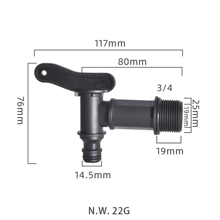 Robinet précieux IBC en plastique à filetage S60x6