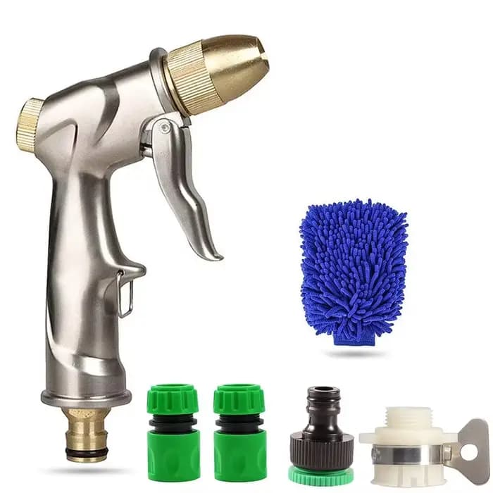 Pulvérisateur d'eau haute pression en métal pour jardin avec jet de tuyau pour pelouse, lavage de vo