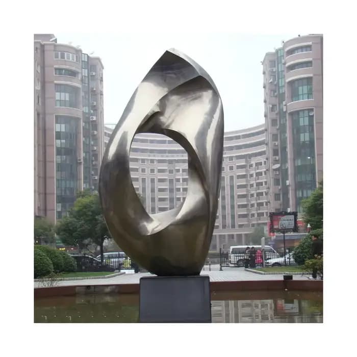 Sculpture d'anneau en acier corten en métal pour décoration de jardin