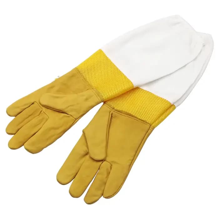 Gants pour apiculture, manches de protection en maille courte jaune, cuir et tissu respirants, gants