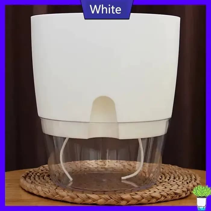 Pot de fleur en plastique Transparent Double couche, Pot de fleurs auto-arrosage, corde en coton, pe