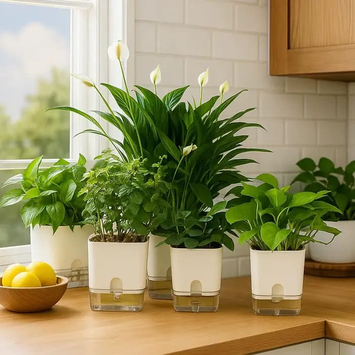 Pots de fleurs auto-arrosants S/M/L avec trou de drainage