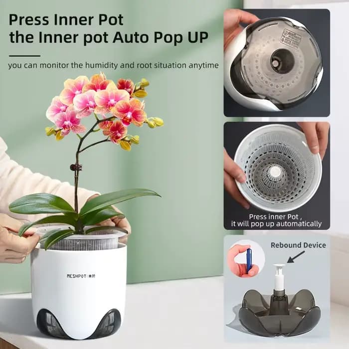 Pots d'orchidées Meshpot avec trous pour repoulter le jardinière d'orchidée en céramique à imitation plastique à double couche fournit une bonne circulation d'air