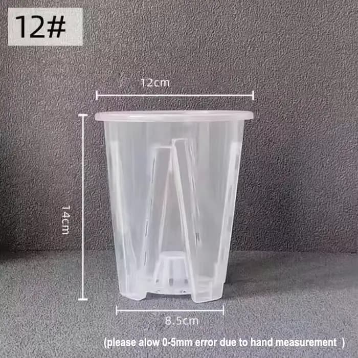 Pot de culture pour plantes d'orchidées, transparent, blanc, épaissi, respirant, contrôle des racines, plastique, grand, 12cm