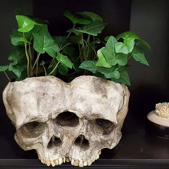 Poterie créative en forme de crâne sculpté à la main pour pot de fleurs
