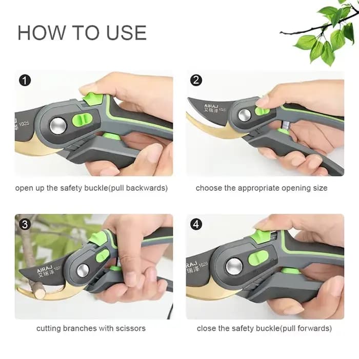 Les sécateurs de qualité industrielle AIRAJ sont des outils de jardinage permettant d'économiser du travail avec des lames tranchantes pour l'élagage des arbres et couper des fleurs