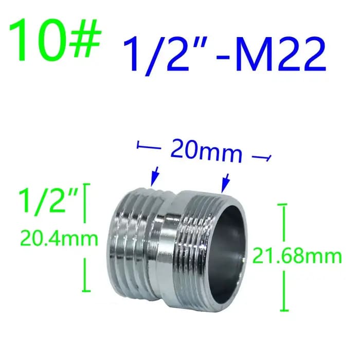 Argent 1/2 "M16 M17 M18 M19 M20 M22 M24 M28 M32 connecteur de filetage en laiton pour Conversion de