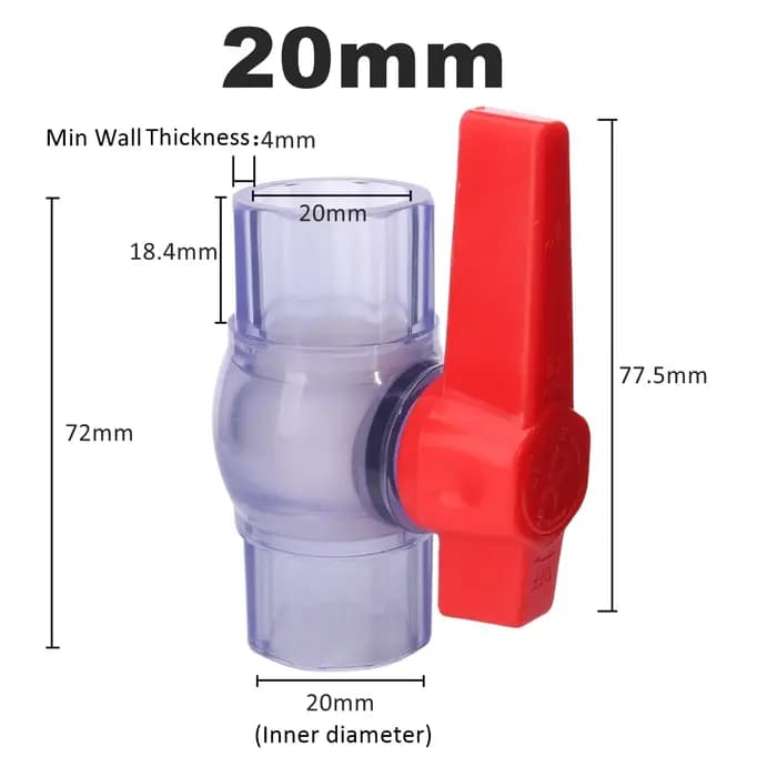 Robinet à tournant sphérique pour tuyau UPVC bleu translucide