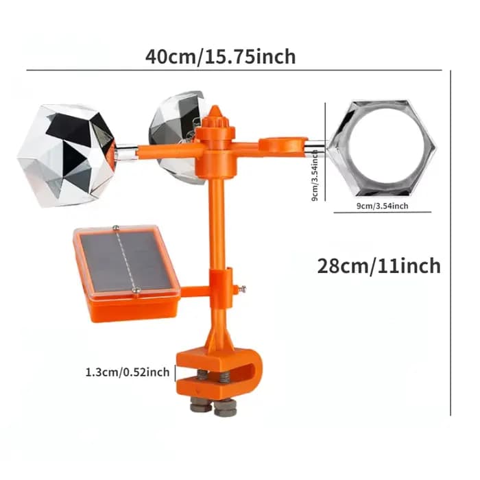 Répulsif Solaire Ultrasonique pour Oiseaux, Réflecteur Rotatif Résistant à 360 °, Dispositif pour Co