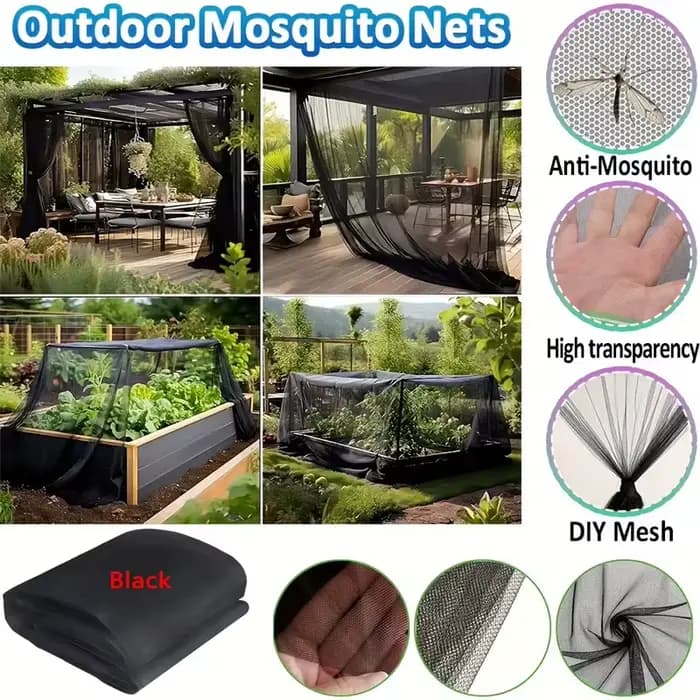 Moustiquaire noire pliable et extensible, filet de bricolage toutes saisons, fibre de polyester dura