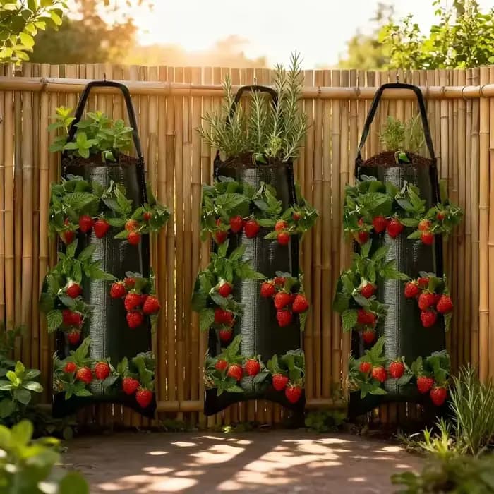 Sacs de culture suspendus pour fraises et tomates
