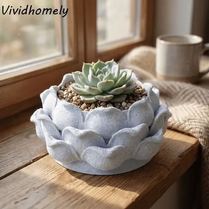 Pot de plante succulente en forme de lotus