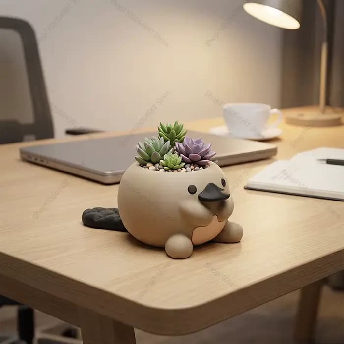 Adorable pot à plantes en forme d'oiseau-de-douceur imprimé en 3D, pot à succulentes, décoration de bureau Kawaii, décoration de chambre esthétique, cadeau pour les propriétaires de plantes