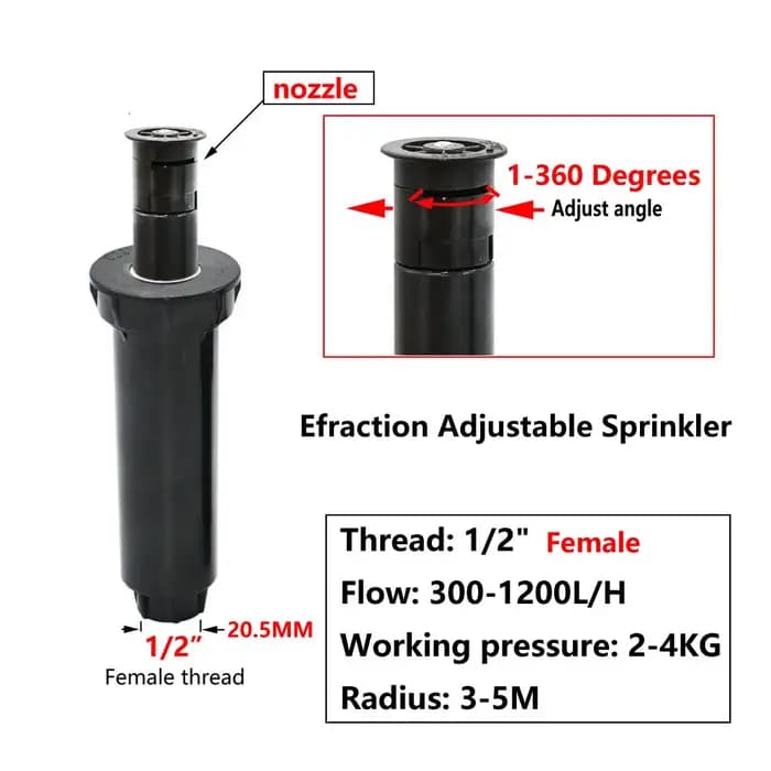 1/2 pouces filetage interne 90 180 360 degrés aménagement paysager Popup arroseurs jardin eau Irrigation engrenage entra