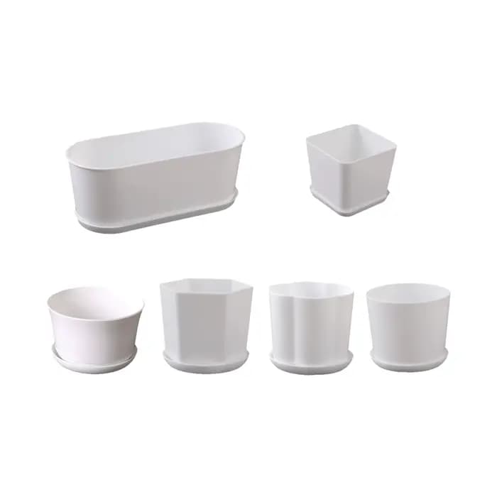 Pot de fleurs simple polygonal blanc pour la maison