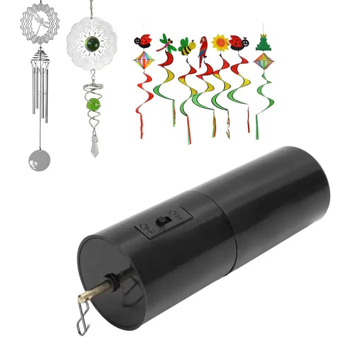 Moteur rotatif noir pour le vent, accessoire de décoration de jardin, mobile à piles, tendance