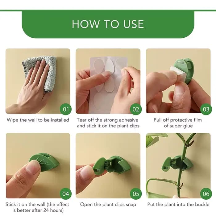 Clips de fixation murale pour plantes grimpantes, autocollant acrylique, simulation de feuille verte