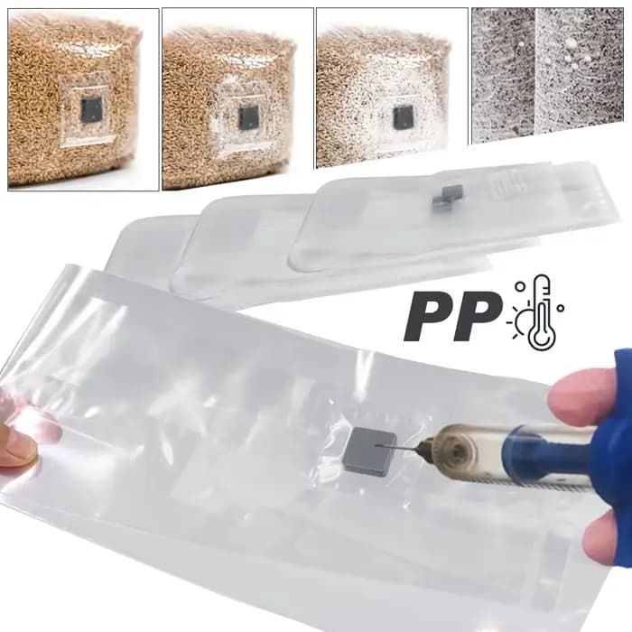 Sac de ponte humide arabisé en PP 6 mil avec port d'injection d'auto-guérison, patch filtrant de 0,2