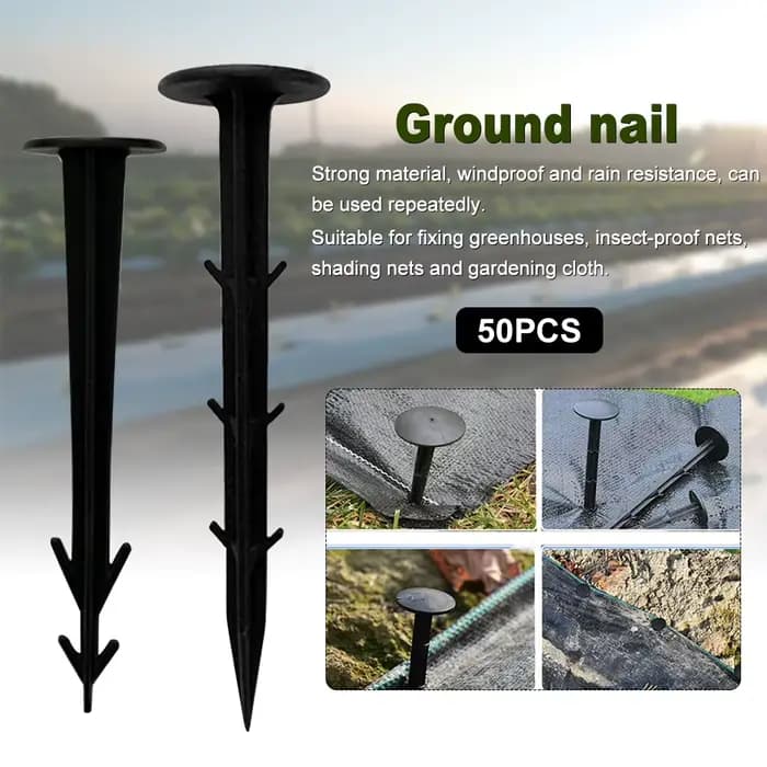 50 pièces/ensemble Film à ongles au sol piquets de jardin fixes Film de serre prévention des mauvais