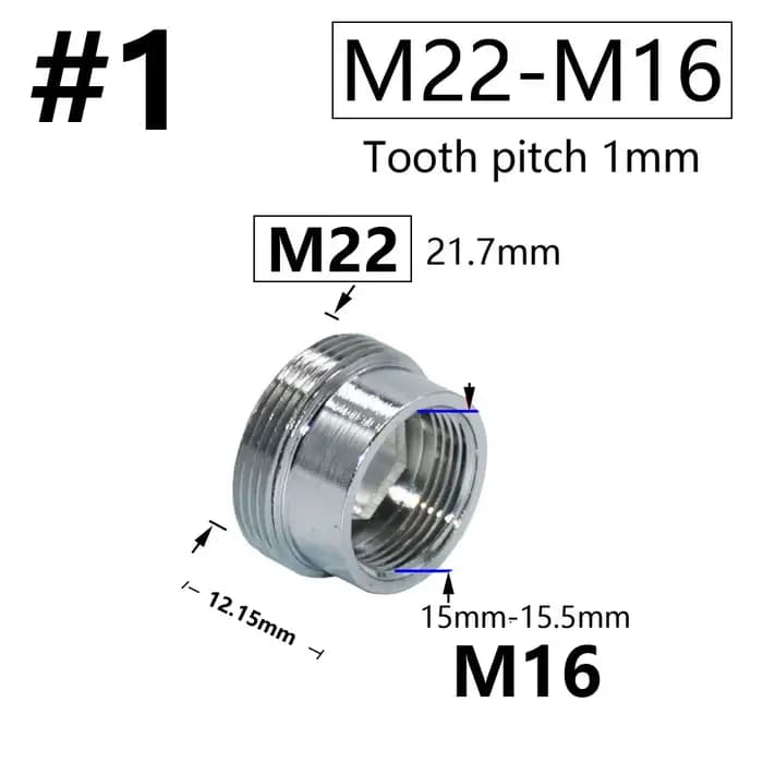 Coupleur de robinet d'eau en laiton argenté M16 M18 M20 M22 M24 M28, raccords de connecteur fileté p