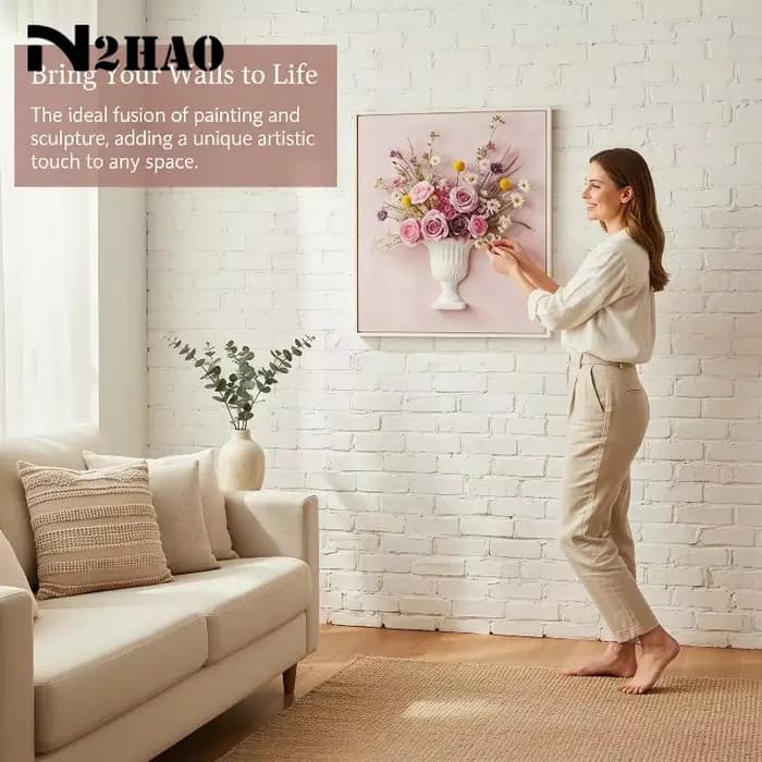 Vase mural demi-cercle blanc pour peinture à l'huile à la française