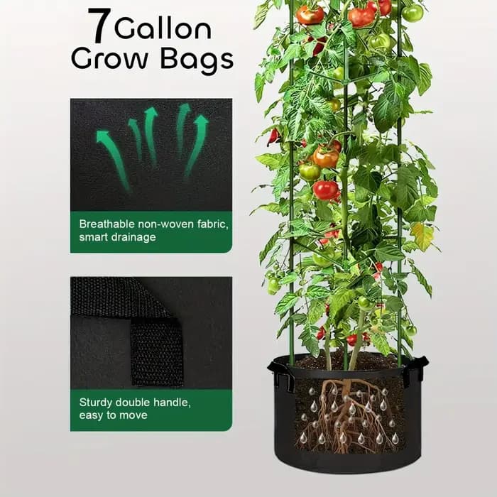 Sacs de culture en feutre vert 3/5/7 gallons pour plantes, pots de plantation à aération forte pour le jardinage, maintien de l'humidité