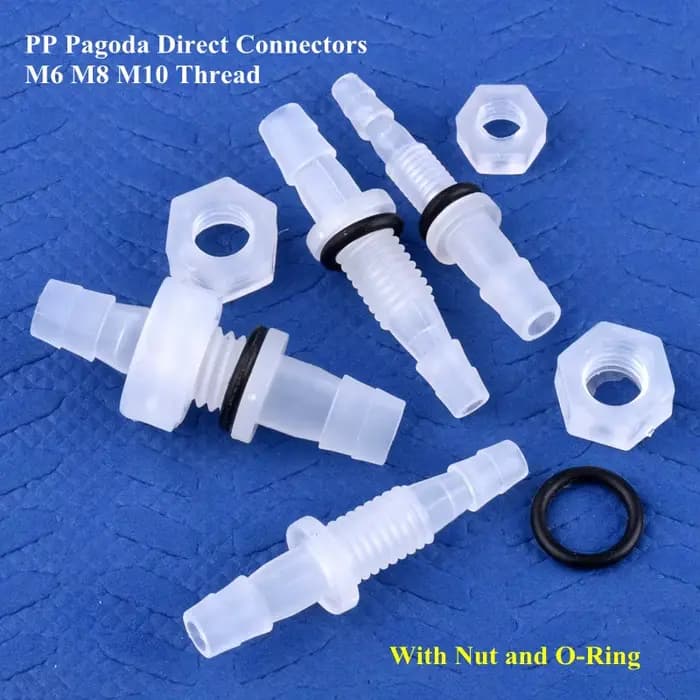 Connecteurs hexagonaux PP Pagoda Direct, 5 ~ 200 pièces, M6 ~ M10 à 3 ~ 8mm Adaptateur de pompe à