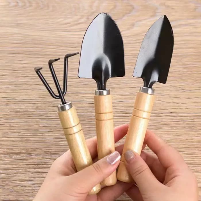 Mini outils de jardinage 3 pièces/ensemble avec pelle et râteau en fer