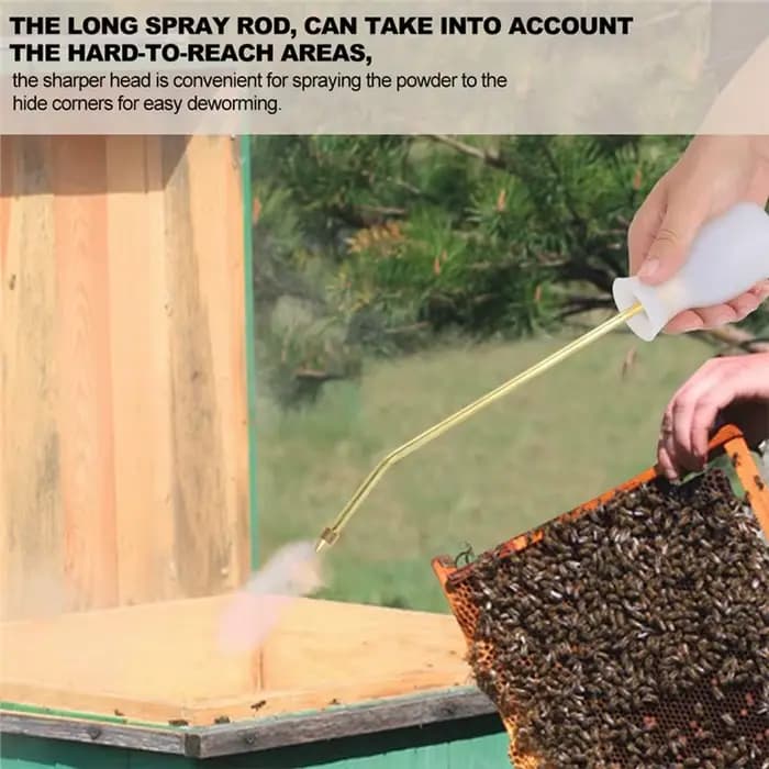 Souffleur de poudre acaricide BSEVB pour l'apiculture avec tête en cuivre et silicone pour la pulvérisation