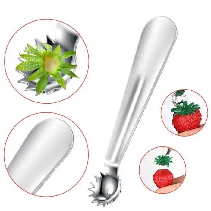 Outil de retrait de tige de fraise, outil de retrait de corer en acier inoxydable, outil de retrait de tige supérieure de tomate Portable ergonomique