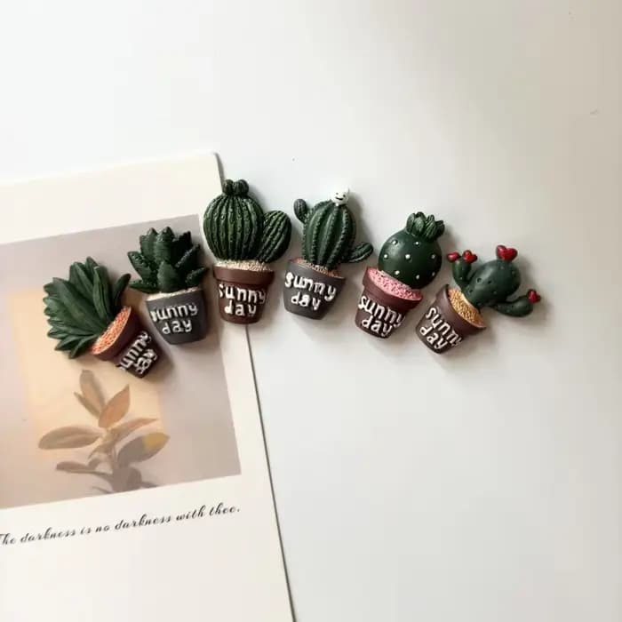 Mini Cactus plante en pot résine réfrigérateur aimant décoration de la maison aimant Photo fixation