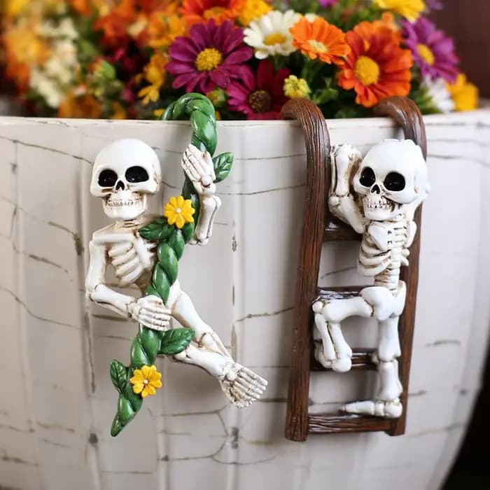 Pot Huggers Ensemble de 2 squelettes décoratifs pour jardinières, décoration de plantes suspendues,
