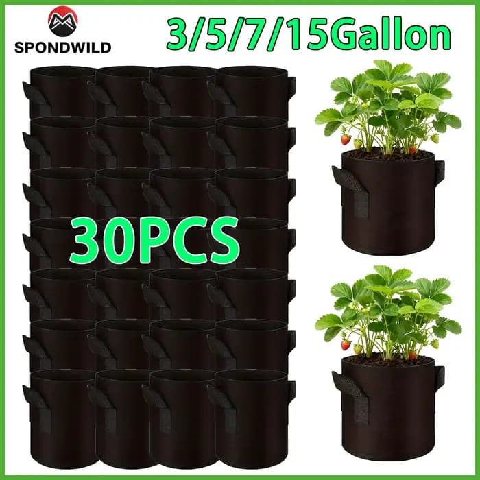 SPONDWILD 30 pièces 15 gallons tomates/pommes de terre sacs de culture épaissi Non-tissé tissu jardin serre Pot légumes