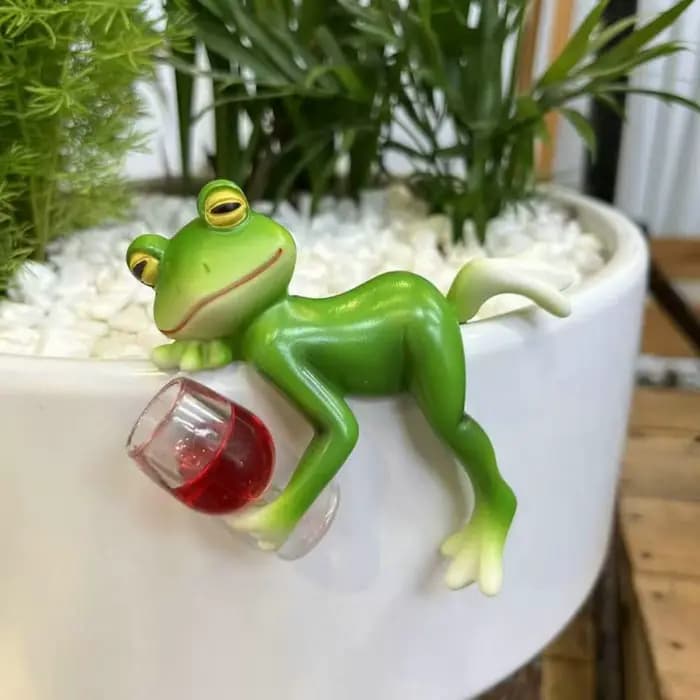 Nouveau pot de fleurs créatif et amusant en forme de grenouille, artisanat en résine pur fait main,