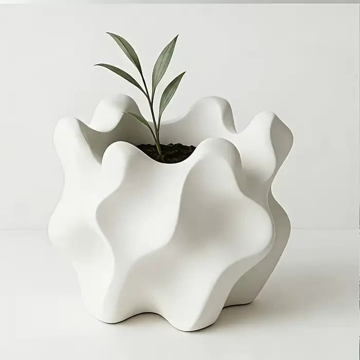 Pot de fleurs géométrique rétro moderne avec trou de drainage