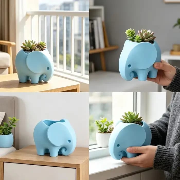 Pot de fleurs en céramique en forme d'éléphant, minimaliste, pratique, mignon, fait à la main, pour plantes succulentes, cadeaux, fournitures de jardinage