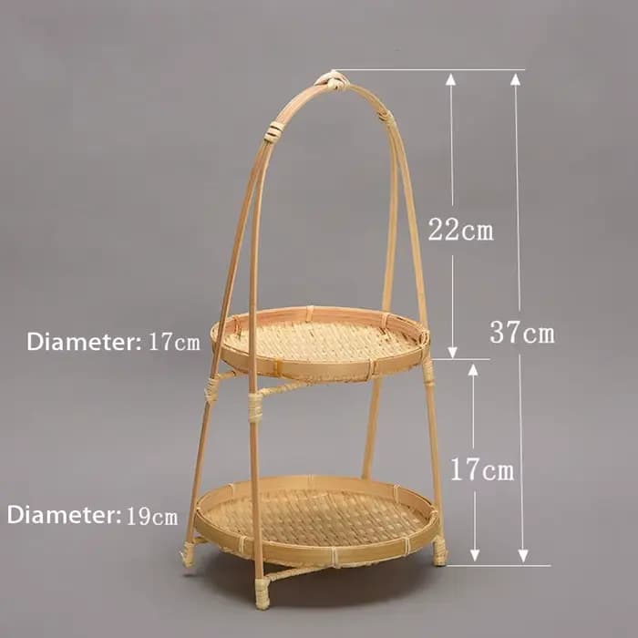 Panier tissé en bambou Durable, panier de stockage de fruits, aliments et légumes, plateau debout multifonctionnel tissé à la main pour la cuisine, 1/2/3 couches