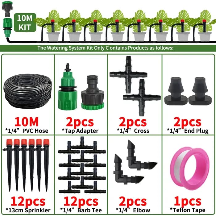 Kit de système d'arrosage automatique d'irrigation goutte-à-goutte de jardin