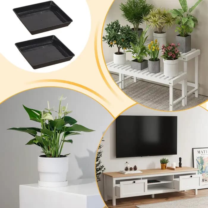 2 pièces de soucoupes carrées pour plantes de 35 cm