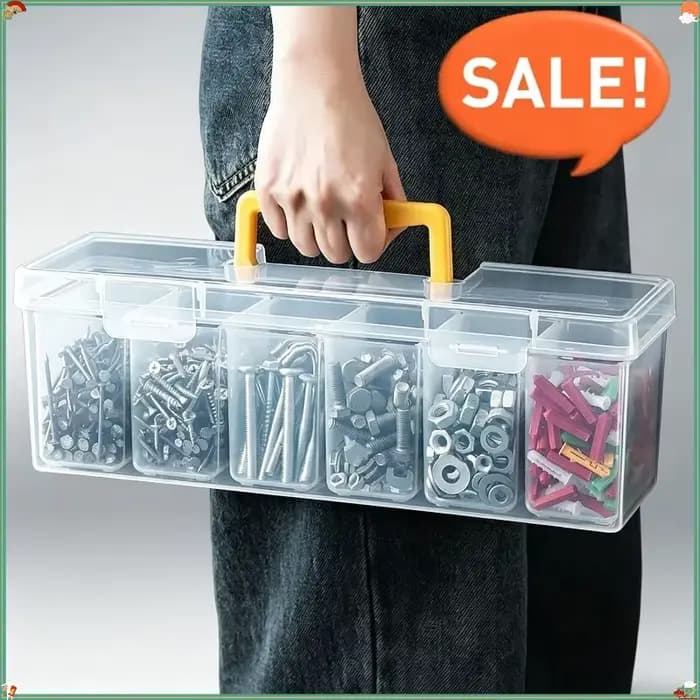 Nouveauté 2026 : Boîte de rangement transparente portable à compartiments pour pièces