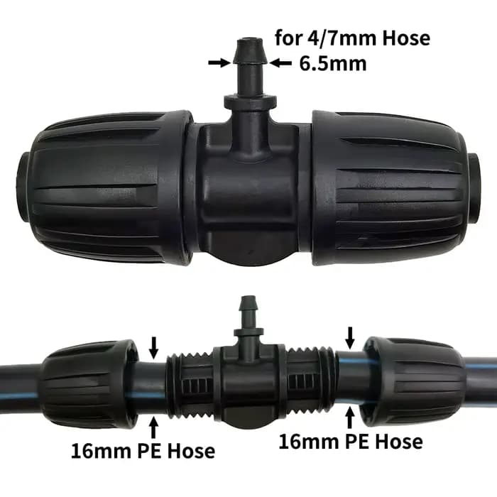 Oasis-Connecteur de tuyau en T avec verrouillage fileté, tube 1/2 en PE, adaptateur d'eau d'irrigati