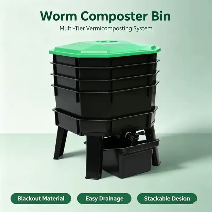 Composteur à vers pour le recyclage des déchets de cuisine