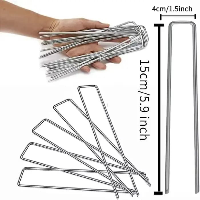 Agrafes de paysage 50 pièces, épingles de jardin en forme de U, agrafes de piquets de jardin, piquet