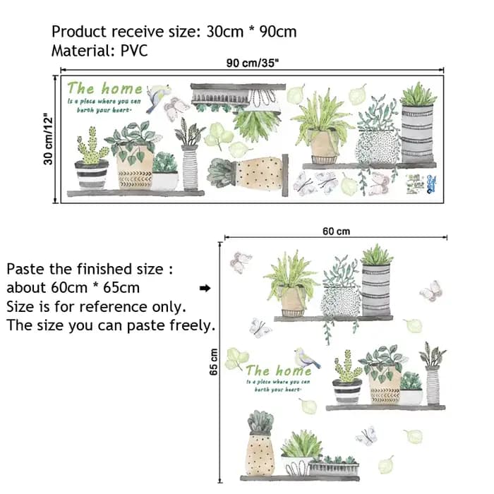 Autocollant Mural de Style peinture de plantes en pot